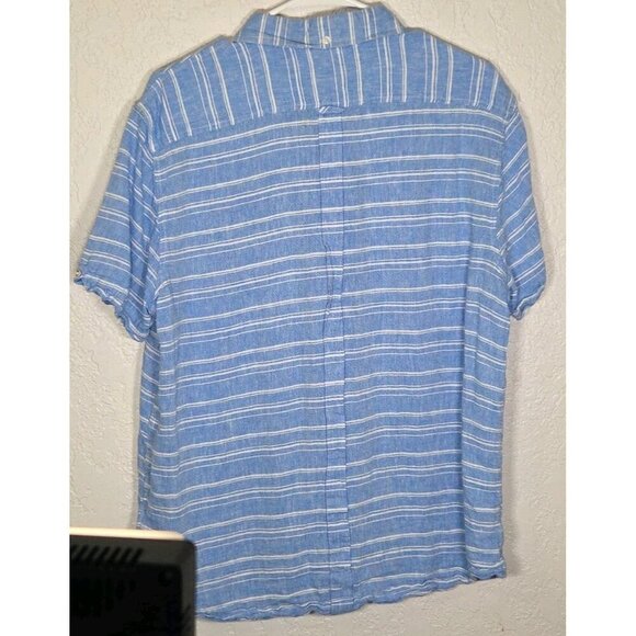 The Original Ben Sherman Linen Blend Striped Button Down Short Sleeve Shirt XL - Picture 3 of 4